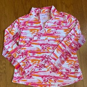 IBKUL Pink and Orange Floral Long Sleeve Top